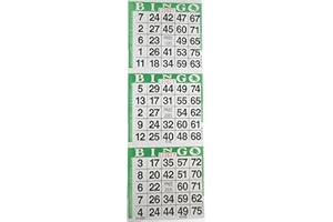 AMERICAN GAMES SmallToys 3 on Green Bingo Paper Game Cards - 1000 Sheets - 4 Inch by 12 Inch Size Disposable Sheet - Made in USA