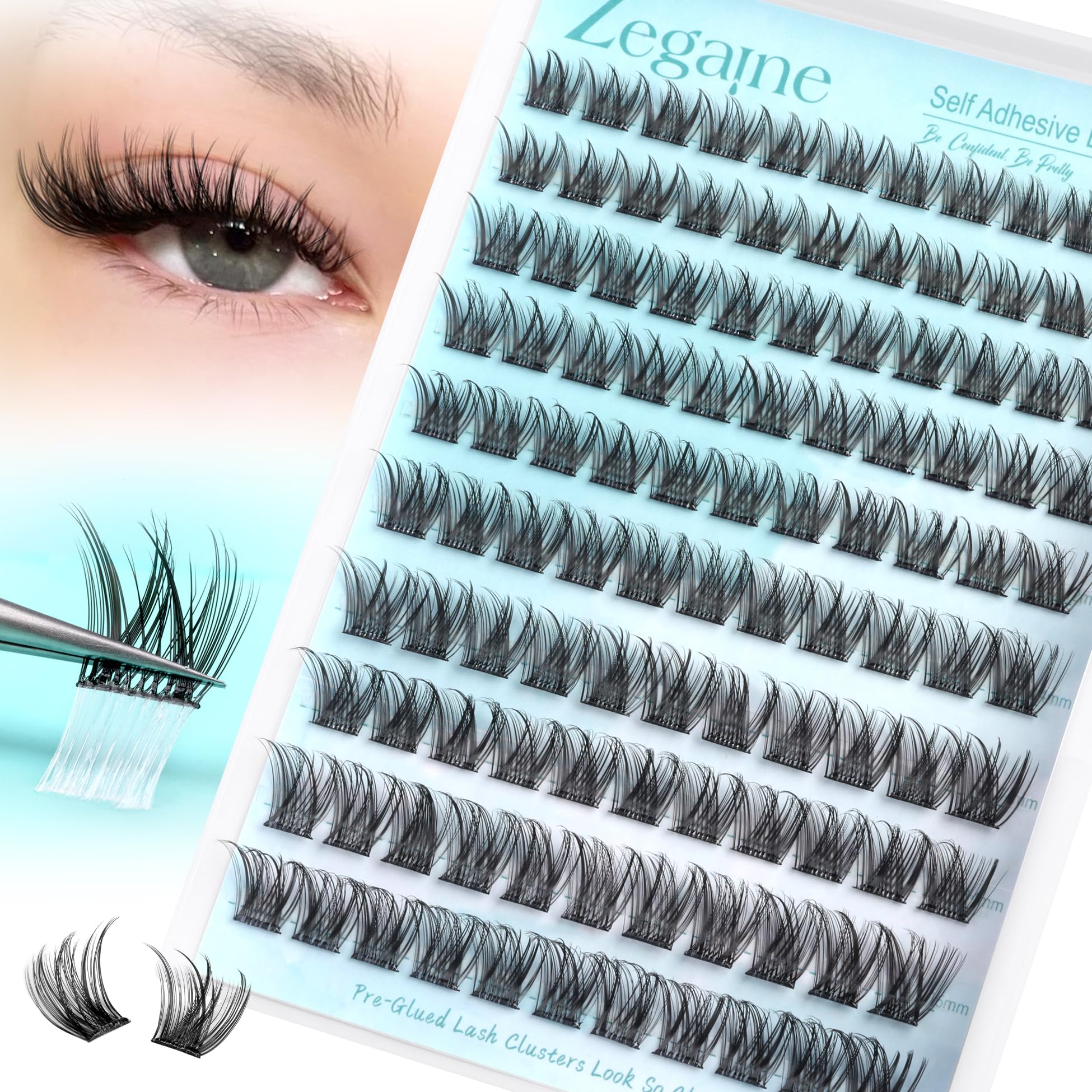 Photo 1 of Self Adhesive Lash Clusters Natural Self Adhesive Eyelashes Glueless Lashes Cat Eye Pre Glued Lashes Reusable Wispy Cluster Lashes No Glue Needed WispyGlueless Lashes 10-16MM by Zegaine