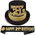21st Birthday Celebration Bundle - Hat, Sash, Decorations for Men's Milestone Birthday
