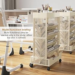 COVAODQ Book Cart with Wheels Mobile Bookshelf