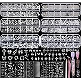 Teentior Nail Charms and Gems Silver Rhinestones for Nails with 15 Sheets Nail Stickers, 6 Boxes Nail Gems Y2K Accessories Pearls for Nails, Cross Nail Charms for Nails Design Caviar Beads for Nails