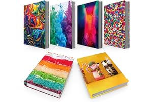 ELLOPI Stretchable, Easy Apply Book Covers 6 Pk of Fun Designs. Standard Jackets Fit Most Hardcover Textbooks Up to 8 x 10". Adhesive-Free, Nylon Fabric Protector. Washable and Reusable Student School Supply