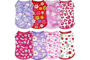 JpGdn 8PCS/Pack Dog Shirts Pink for Large Dog Girl Female Sleeveless Clothes T Shirts Tank Top Tee Vest