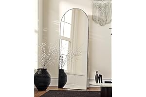 Antok Arch Floor Mirror, Arched Full Length Mirror with Stand, Arched Wall Mirror, Glassless Mirror Full Length, Floor Mirror Freestanding, Wall Mounted Mirror for Bedroom Living Room, 58"x18"(Black)