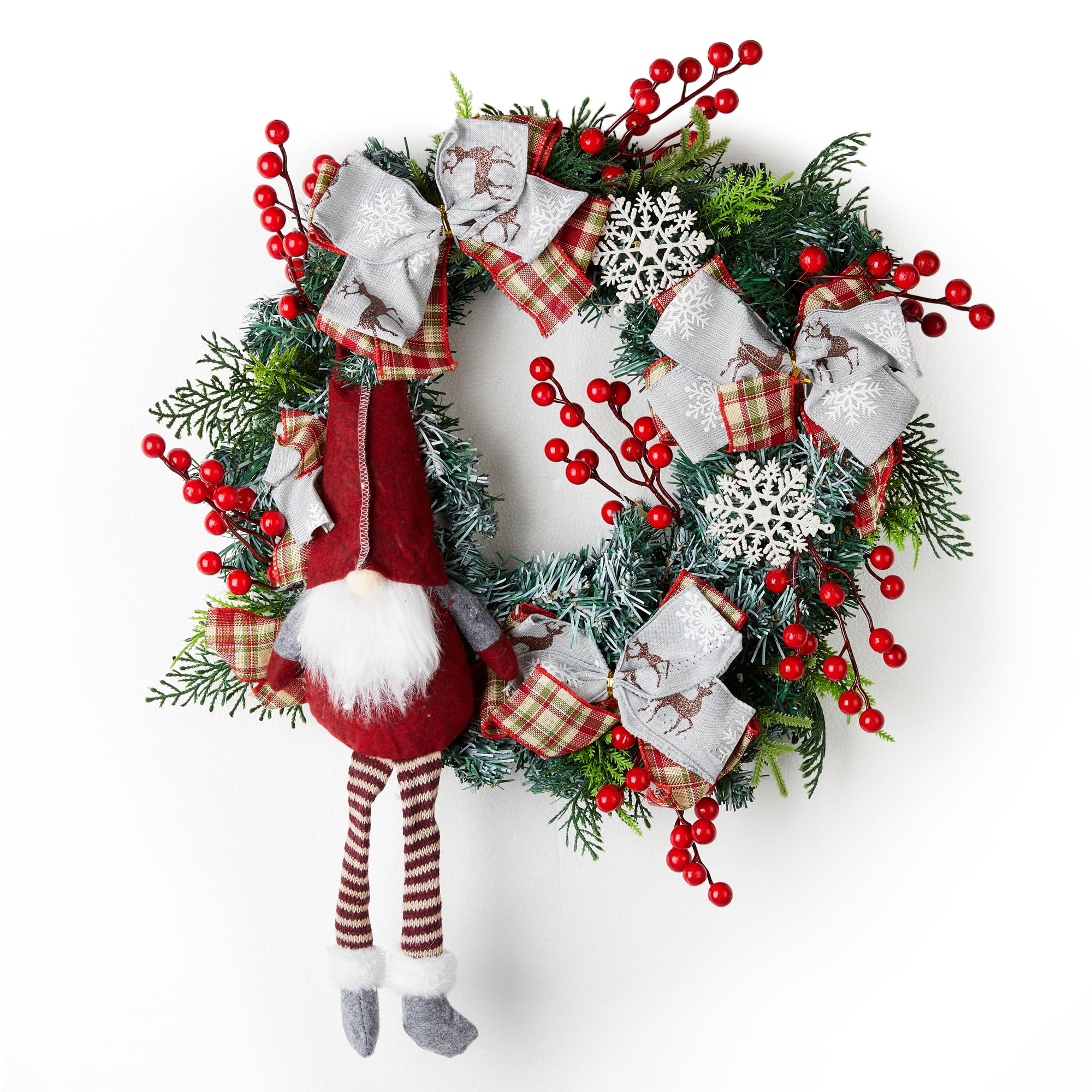 Photo 1 of Christmas Wreath Santa Claus Gnome Winter Wreath - 16-Inch Christmas Door Wreath Indoor/Outdoor/for Front Door/Porch, Large Christmas Decorations by Bemiowoo