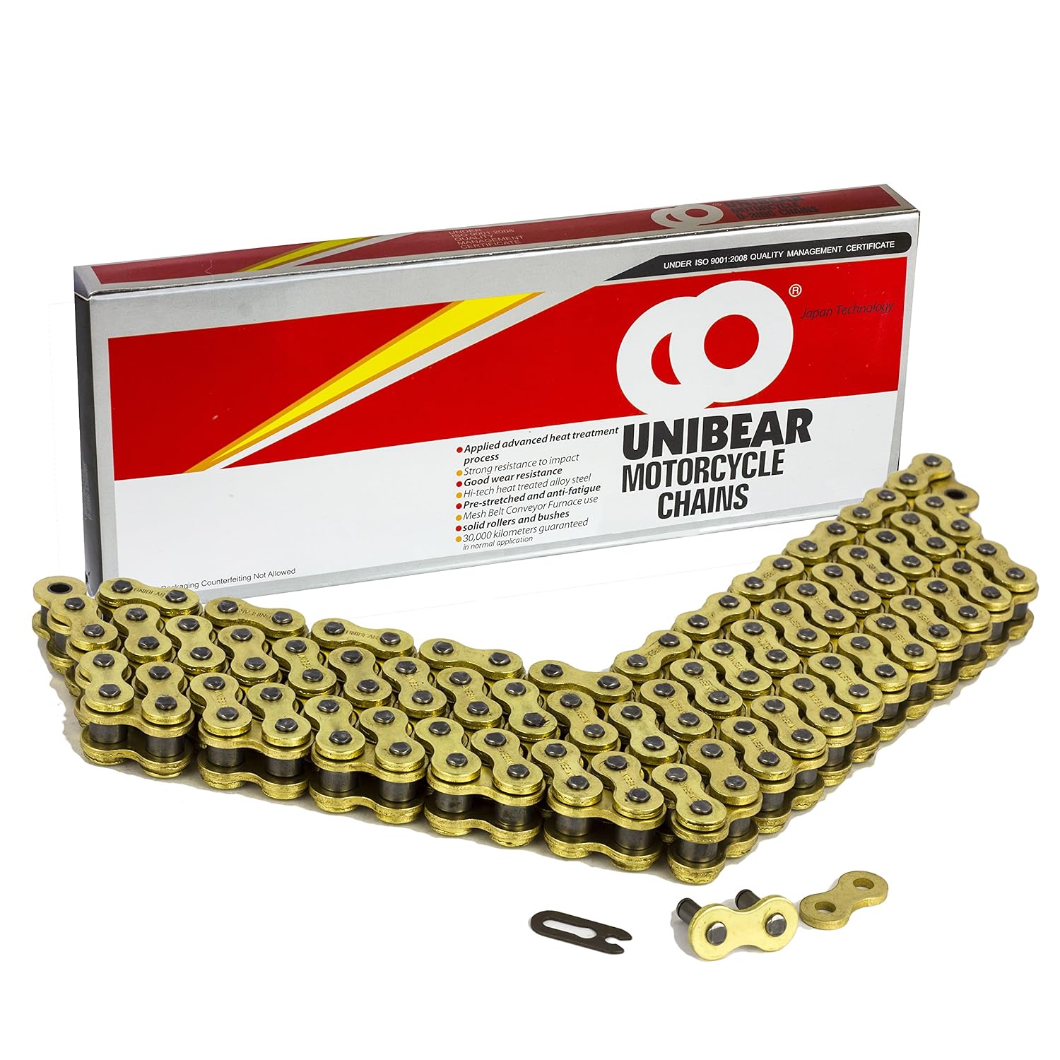 520 Gold Heavy Duty Motorcycle Chain 114 Links with 1 Connecting Link