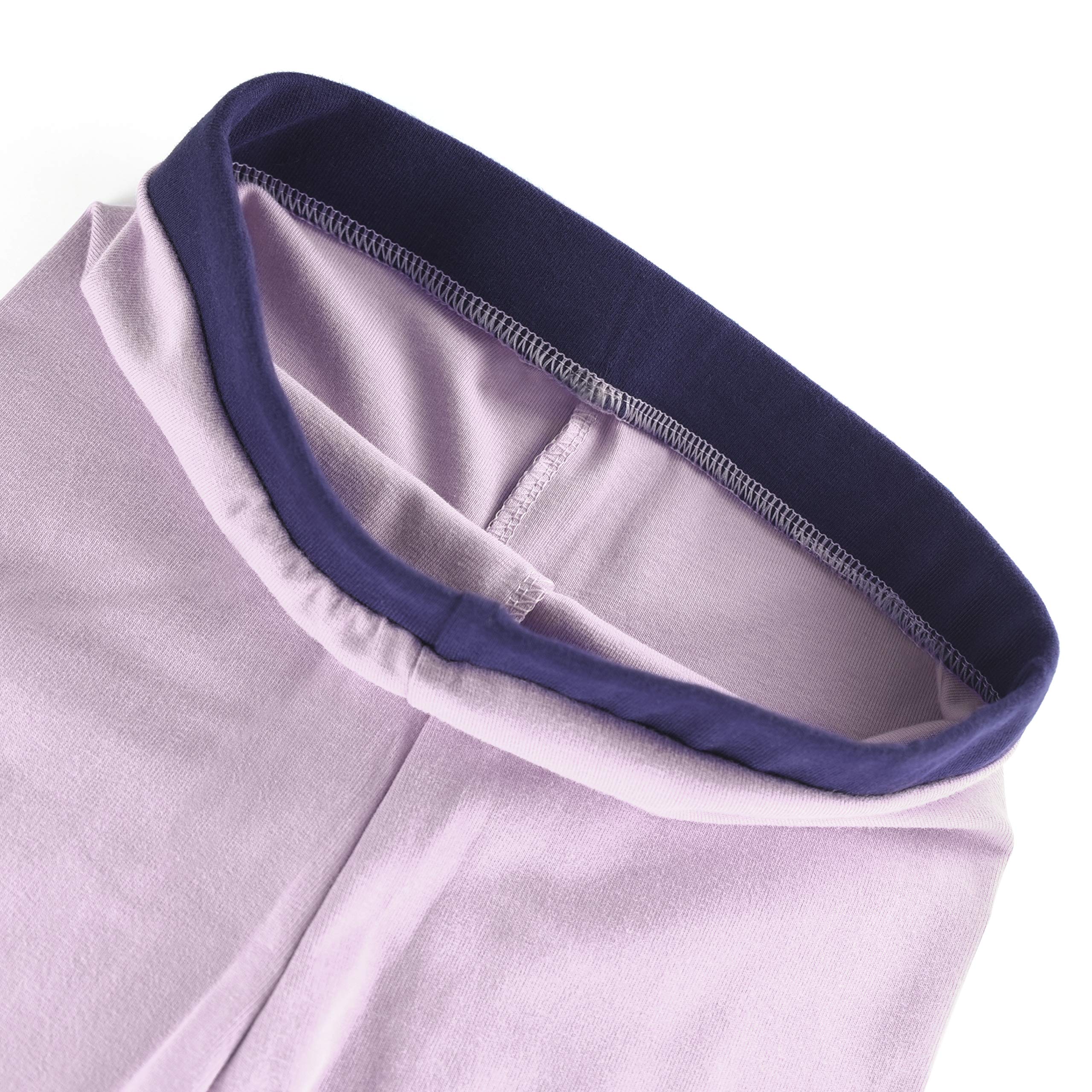 slaixiu Cotton Ankle Length Girls Leggings Stretchy Kids Pants 3-12y(GP04_Navy&Purple_130)