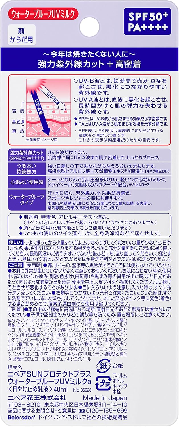 Amazon Co Jp ニベアサンプロテクトプラスウォータープルーフuvミルク 40ml ビューティー