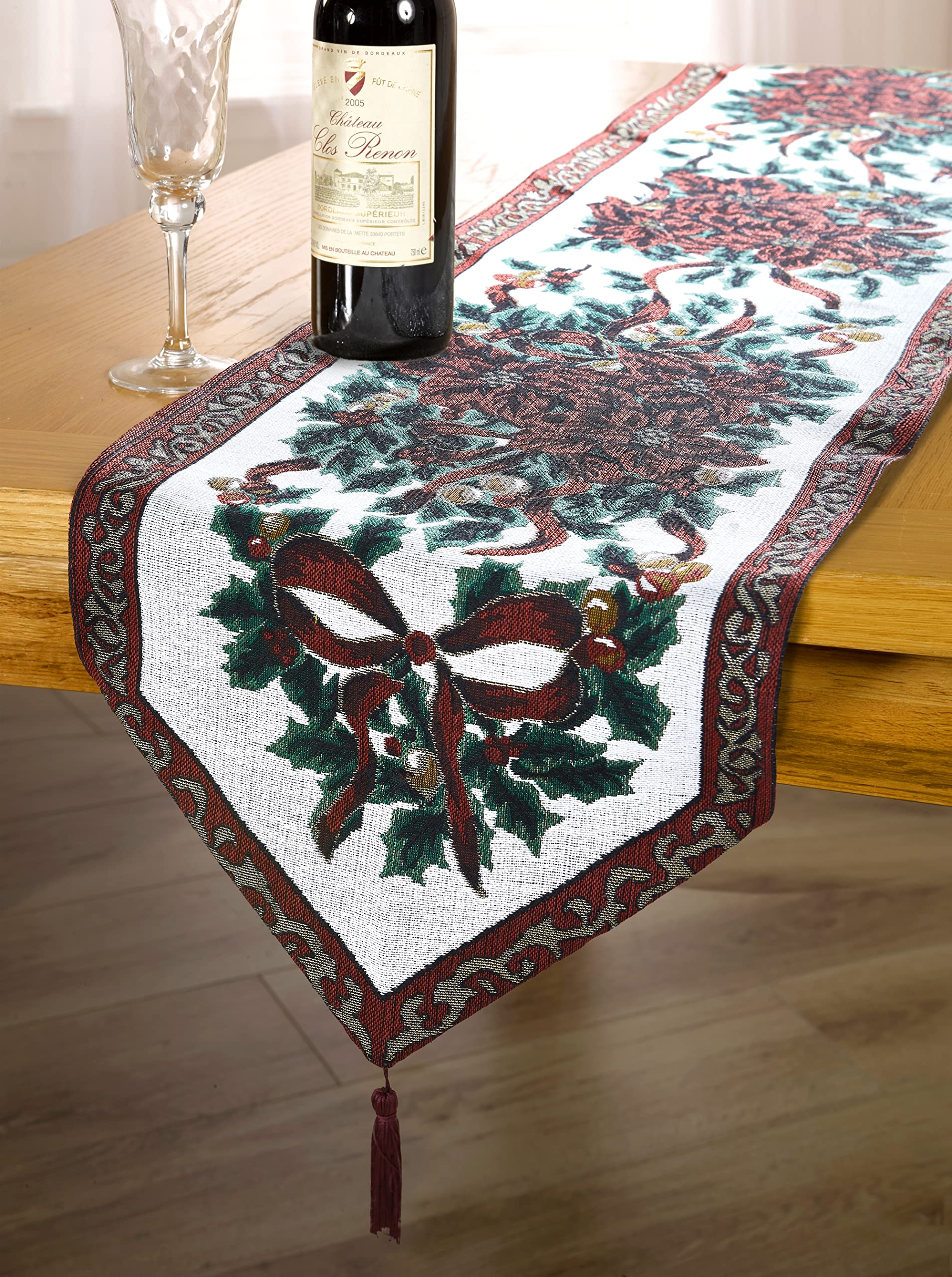 Emma Barclay Christmas Tapestry - Table Runner Decorative Xmas Dining Linen for Small Medium or Large Table- 13x72 (33x183cm)