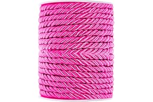 Mandala Crafts Hot Pink Twisted Cord Trim Decorative Rope for Crafts - Braided Hot Pink Rope Trim for Upholstery Cording Handfasting Graduation Cord