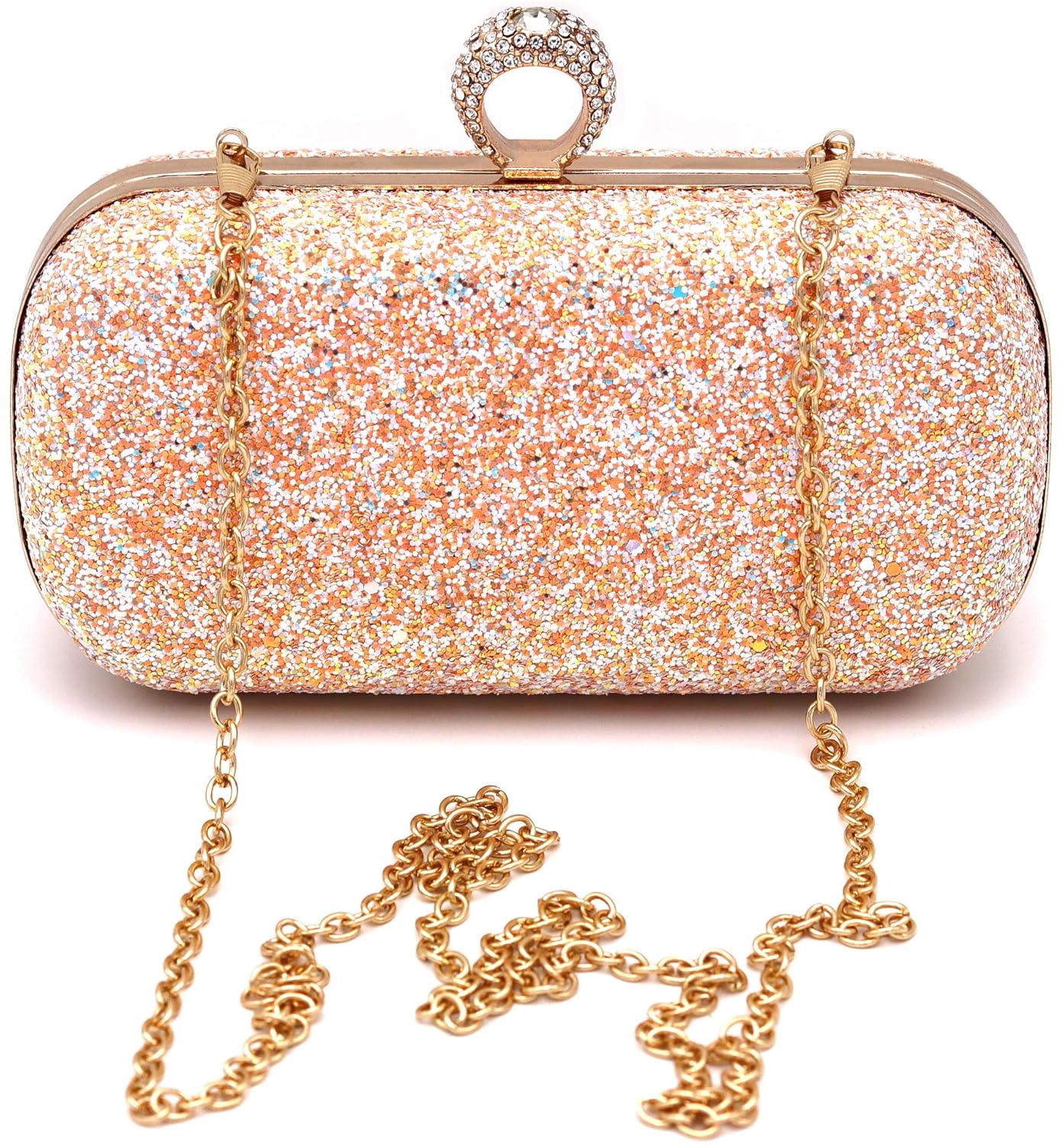 Pink Glitter Evening Purse Shoulder Bag With Crystal Stones Amazon.in