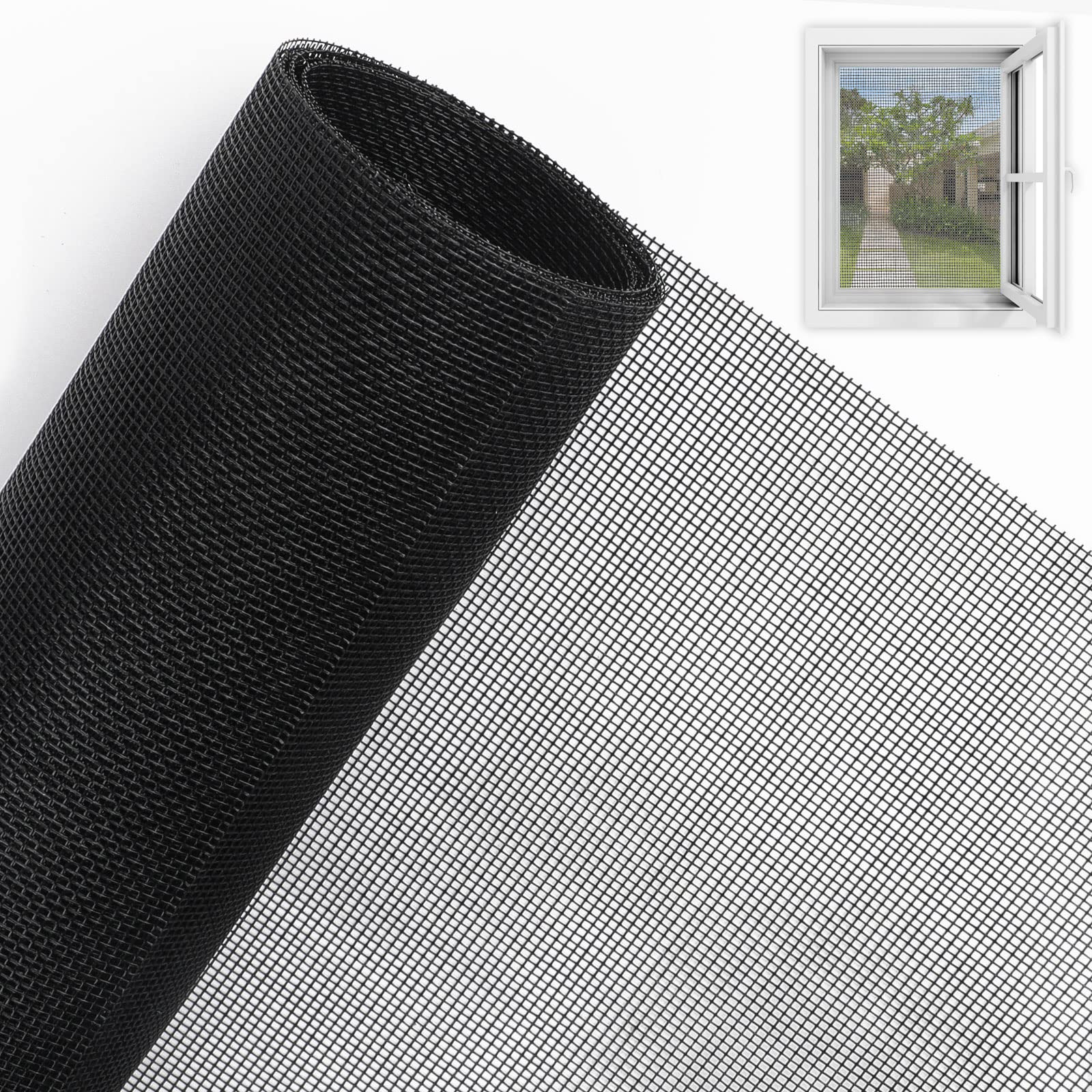 Insect Mesh, 250cm x 120cm Fly Screen Mesh for Covering Windows and Doors, 1.6mm*1.6mm Fine Mesh Size Keep Flies, Mosquitoes, Bugs & Insects Out (Black)
