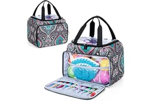 LoDrid Small Yarn Storage Bag with 2 Grommets, Portable Knitting Tote for Knitting Kit & Crochet Accessories, Yarn Project Organizer for Knitting Supplies Set for Adults, Totem (Bag Only)