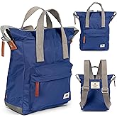 ORI LONDON Small Tote Bag Backpack - Nylon Tote Backpack for Women & Men - Wide Mouth, Chunky Zippers - The Bantry, Burnt Blue Nylon