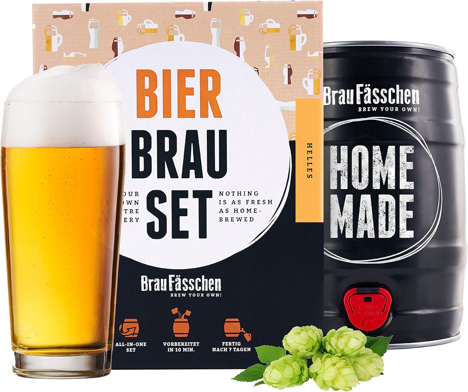 Braufaesschen Bierbrauset Zum Selber Brauen Helles Im 5l Fass Leckeres Bier In 7 Tagen Gebraut Perfektes Mannergeschenk Amazon De Kuche Haushalt