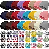 JaGely 48 Pcs Kids Winter Hats Gloves Bulk 24 Pcs Knit Gloves 24 Pcs Beanie Warm for Cold Weather Unisex Gift Homeless