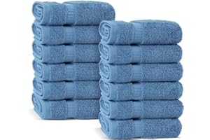 Chakir Turkish Linens Premium Cotton Absorbent Turkish Towels (Washcloths - 12 Piece, Wedgewood)