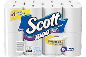 Scott 1000 Sheets Per Roll Toilet Paper, Bath Tissue, 16 Rolls (Pack of 1)