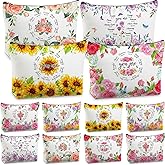 SilTriangle 12 Pcs Christian Gifts for Women Christian Makeup Bags Bulk Mothers Day Group Gifts for Women Religious Bulk Cosmetic Bags with Inspirational Bible Verse(Classic Style)