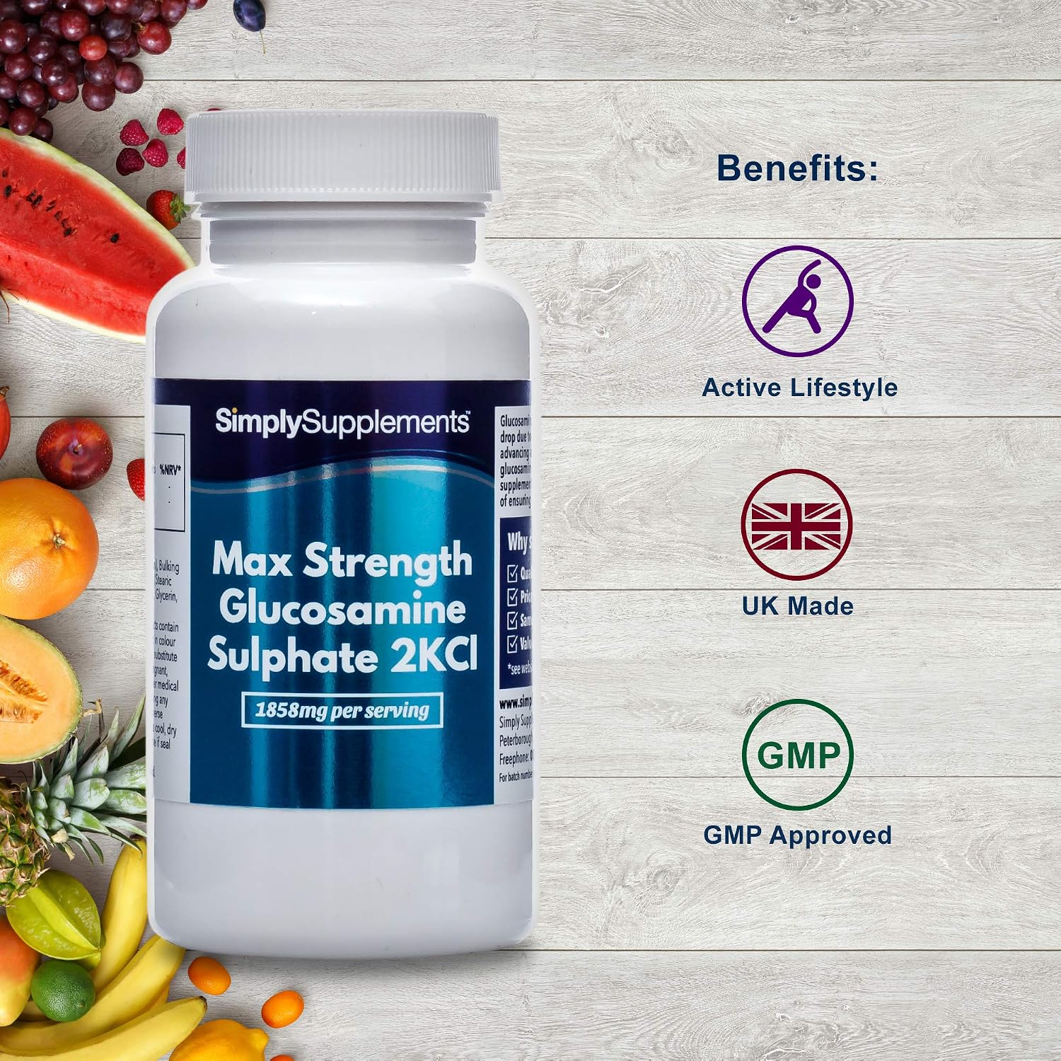 Glucosamine 2KCL 1858mg - 2 Flacons De 180 Comprimés, SimplySupplements