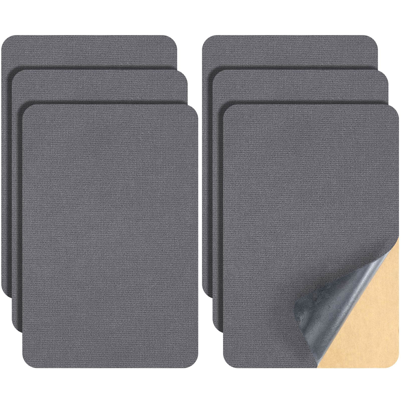 Photo 1 of 6 Pieces Upholstery Patch Sofa Couch Carpet Scratches Velvet Patch Repair Self Adhesive Flannel Fabric Furniture Car Seats Jeans Hand Bag Jackets, 11.81 x 7.87 Inch(Gray)