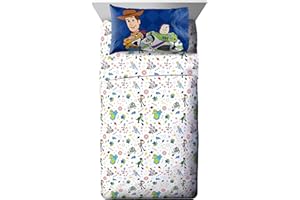 Jay Franco Kids Sheet Set with Fitted, Flat Sheets & Pillow Cover - Ultra-Soft Bedding with Pillowcase for Room Decor, White - Toy Story, 3 Piece Twin