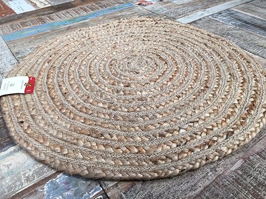 Second Nature Klein 60 Cm Rund Beige Teppich Geflochten Natur Jute