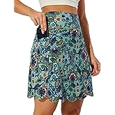 M MOTEEPI 20" Scalloped Hem Golf Skirts for Women with Zipper Pockets Womens Skort Tummy Control