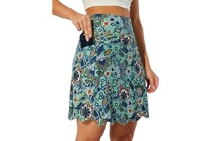 M MOTEEPI 20" Scalloped Hem Golf Skirts for Women with Zipper Pockets Womens Skort Tummy Control