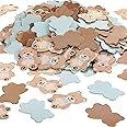 300 Pieces Bear Confetti Baby Shower Paper Confetti Bear Table Confetti for Holiday Festival Party Table Home Decorations, 0.98 Inch (Blue, Brown)