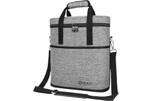 OPUX 3 Bottle Wine Carrier Tote, Insulated Leakproof Wine Cooler Bag, Wine Travel Bag Tote for Picnic BYOB Beach, Portable Wine Bottle Carrying Case, Gift for Wine Lover Women Men Christmas, Grey