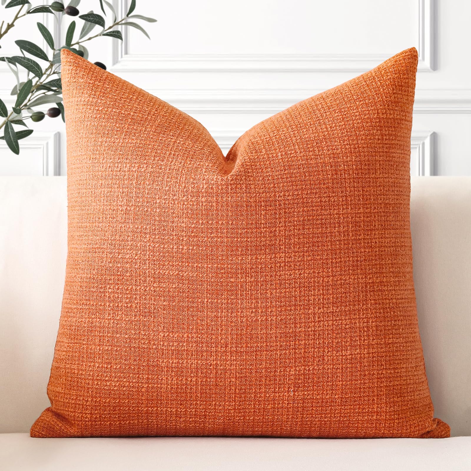 Artscope Linen Cushion Covers Set of 1 Decorative Square Pillowcase Pillow Cover 24x24 Inch for Home Decor Sofa Bedroom Car 60x60cm Orange — image 1