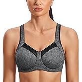 SYROKAN High Impact Sports Bras for Women High Support Unlined Underwire Racerback No Uniboob Workout Bra