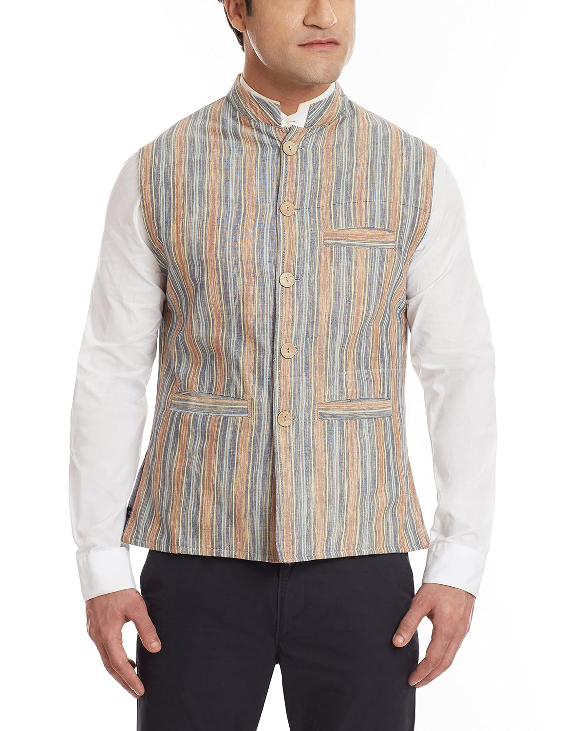 sobre estilo men's banded collar cotton jacket