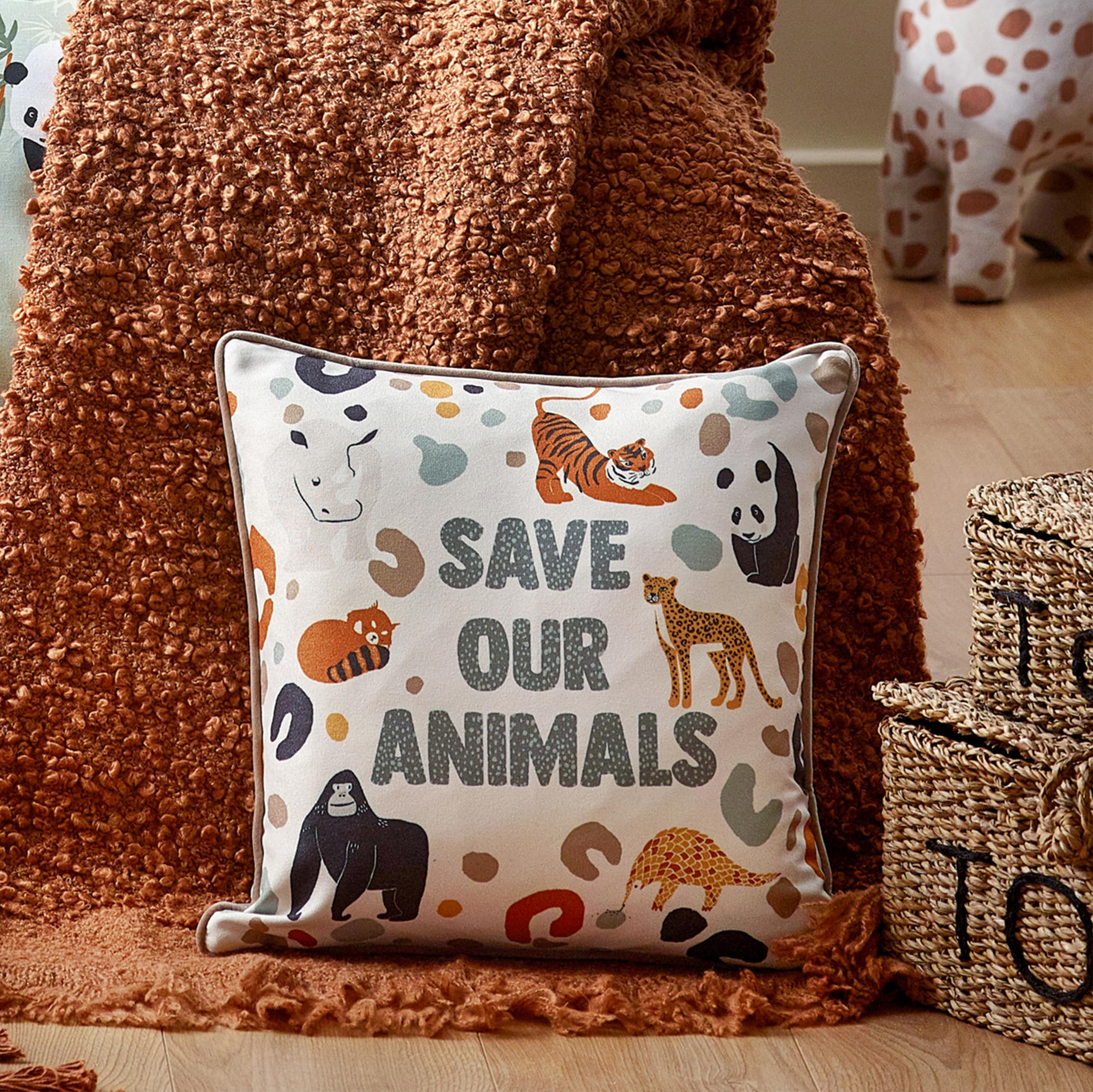 furn. little Wildlife Save Our Animals Piped Cushion Cover