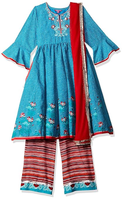 Girls' Anarkali Regular Fit Salwar Suit Set