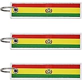 LLBFHH 3 Pcs Bolivia Bolivians Country Flag Keychain,Woven label Key Chains for Car Keys,Fabric Key Chains Men and Women,Used for Various Decorations.