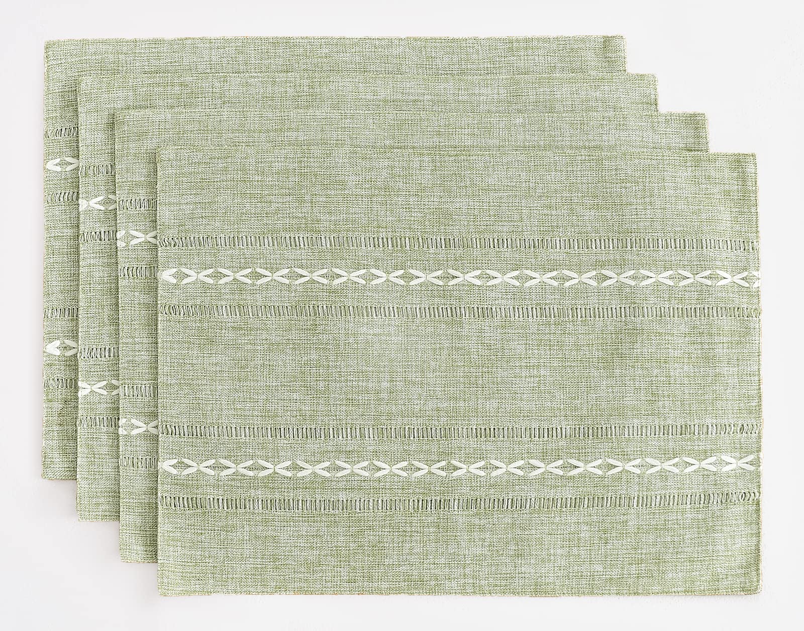 Wracra Sage Green Placemats Washable Set of 4, 30 x 45 cm Fabric Table Placemats, Cotton Linen Hemstitch Place Mats for Table, Kitchen, Dinning (Sage Green) — image 1
