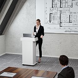 Qriocioa Podium Stand with Wheels Wooden Lectern