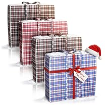 Set Of 4 Large Hard Plastic Laundry Bags With Zipper - Reusable Storage Bags (19.5x13.5x7.5")