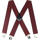 Timiot Mens 2 Inch Wide Suspenders Heavy Duty Strong Clips Adjustable Elastic Braces Big and Tall X-Back