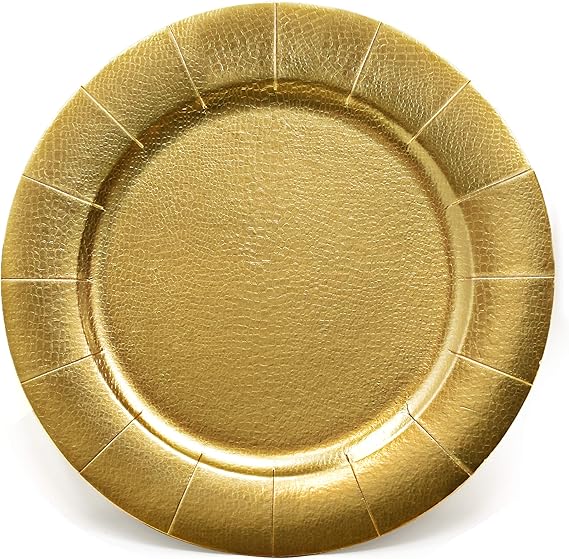 24 Disposable Gold Round Charger Plates 13" Dinner Table