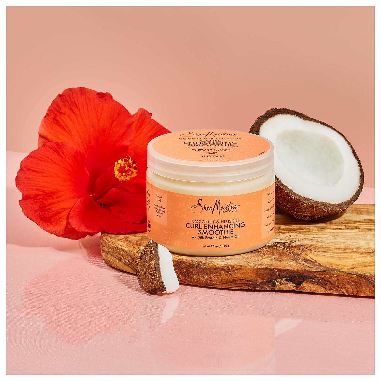 SheaMoisture Smoothie Curl Enhancing Cream for Thick, Curly Hair Coconut and Hibiscus Sulfate Free and Paraben Free 12 oz : Beauty