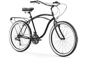 sixthreezero Around The Block Men's Beach Cruiser Bike, Hybrid Bicycle with Rear Rack
