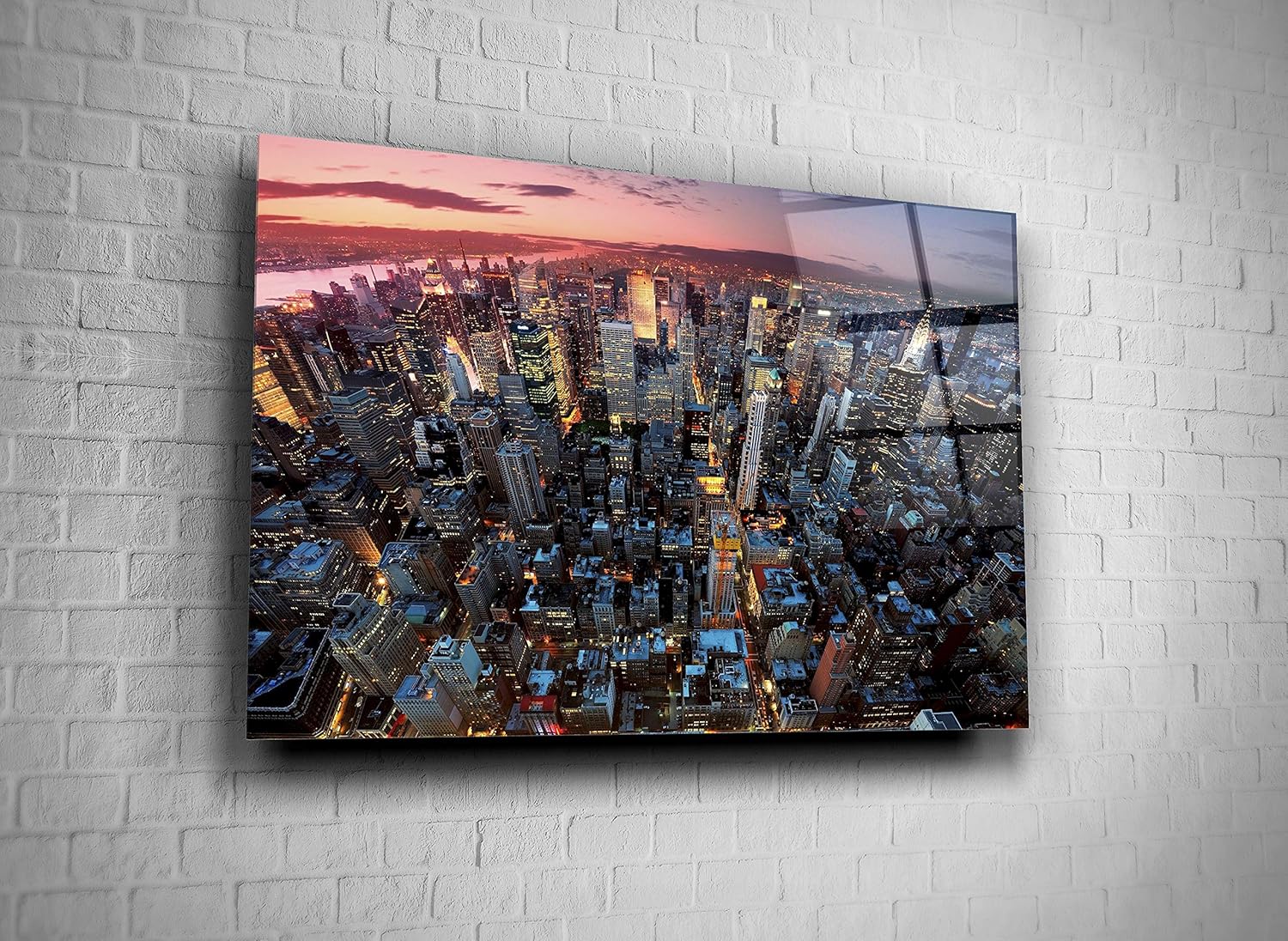 picture New York Skyline Glass Wall Art decor hotel decor modern art