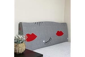 labesto Bed Headboard Cover Stretchy Comfortable Dustproof Protector Slipcover (Grey Lips, King)