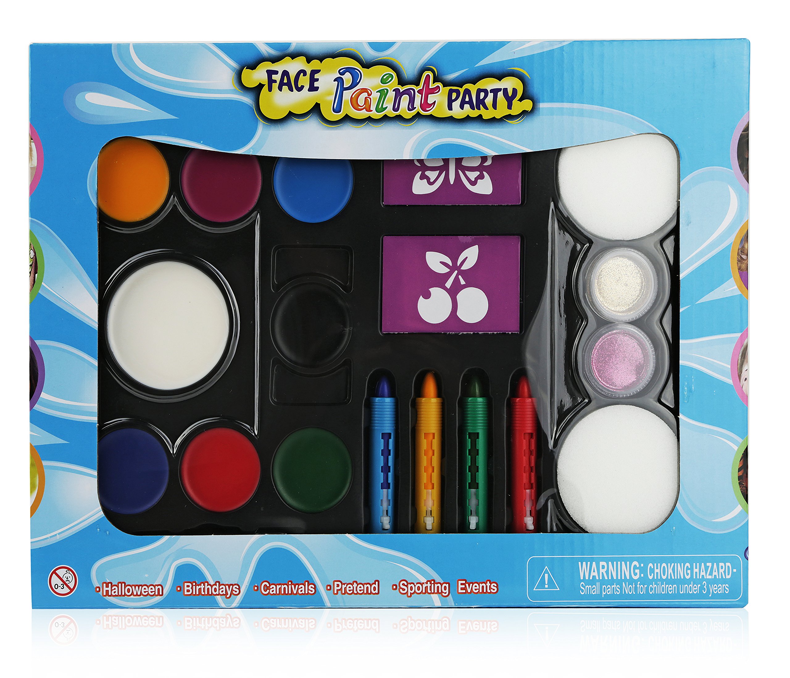 Face Paint Kit for Kids by Pinkleaf Washable Paint, Non Toxic Paint