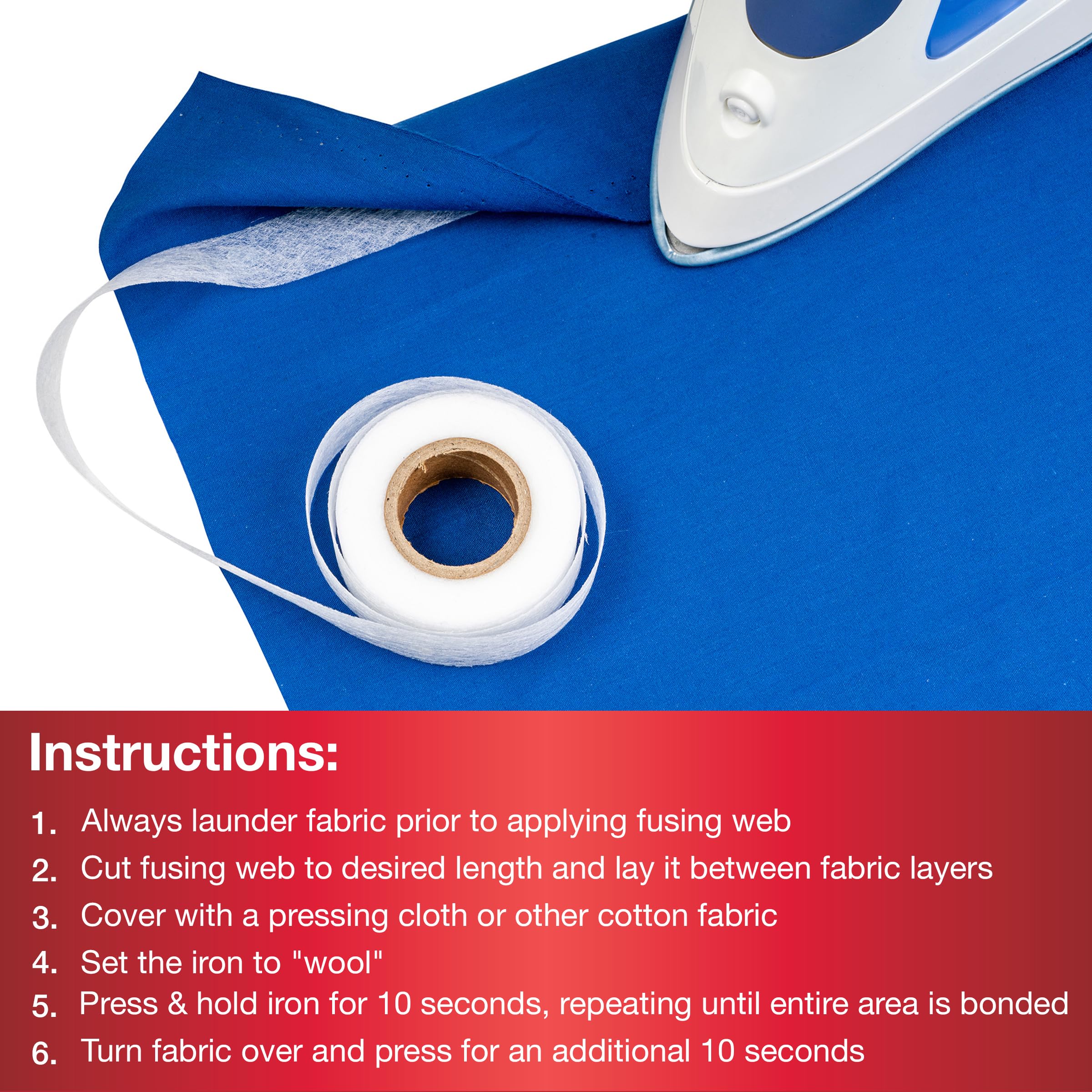 SINGER 00240 Heavy Duty Iron-On Fusing Web, Fabric Adhesive,