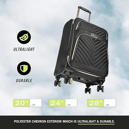 Kenneth Cole REACTION Chelsea Chevron Quilted Luggage, Black, 28