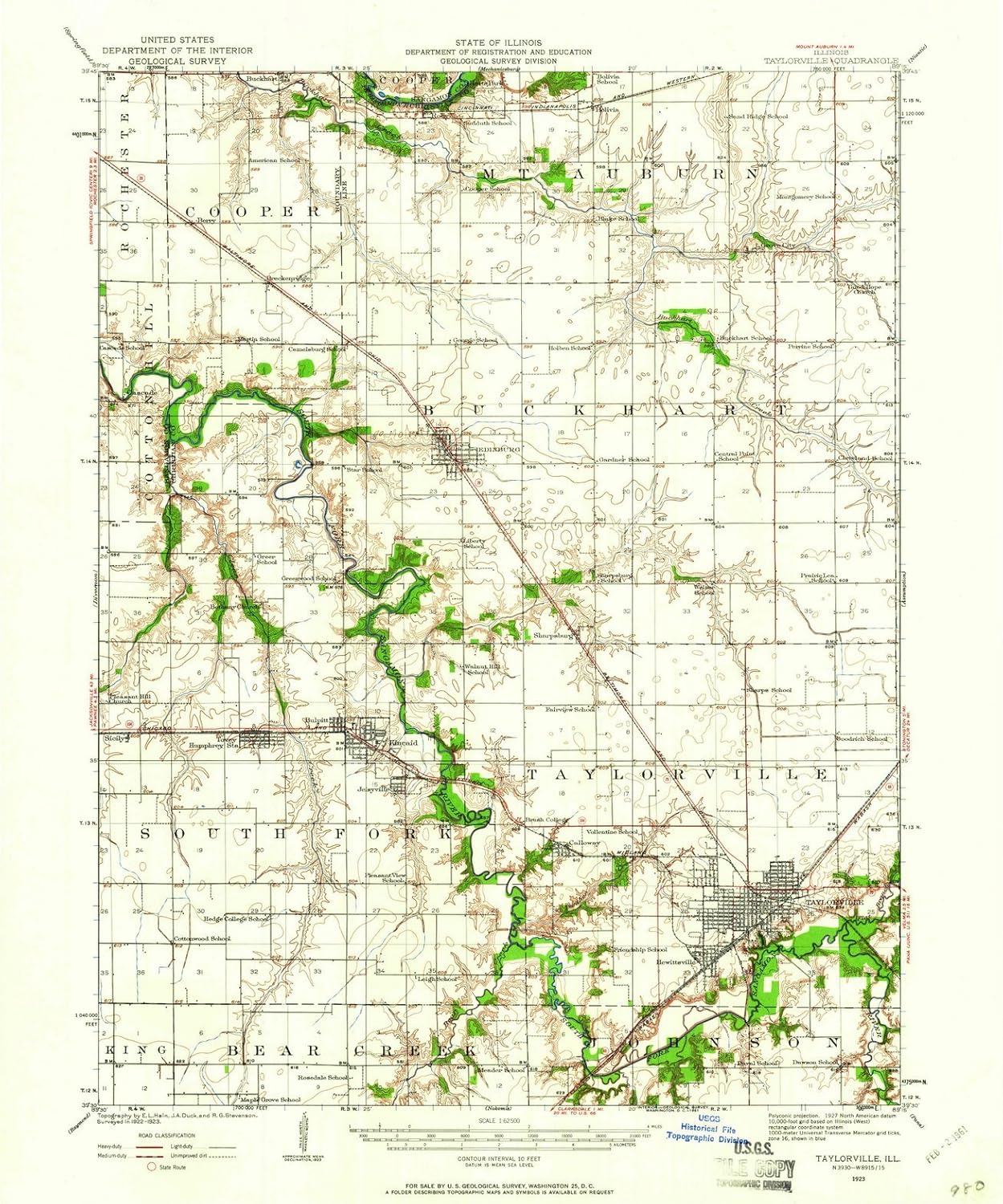 Illinois Maps 1923 Taylorville, IL USGS Historical